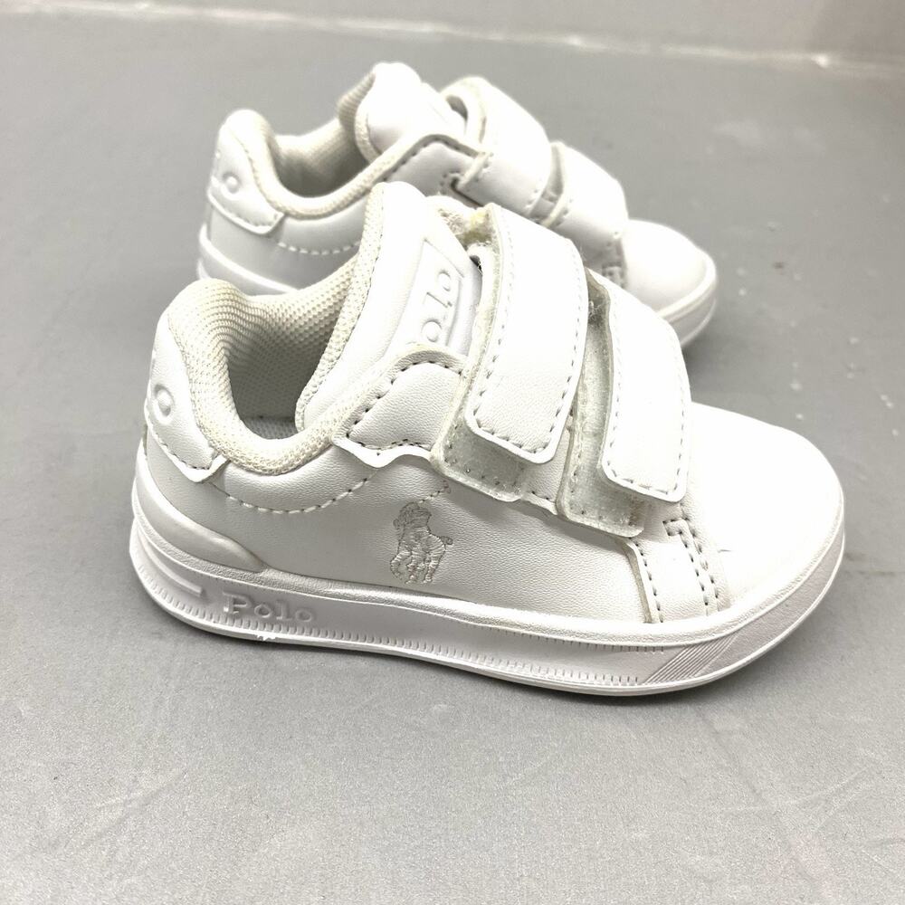 Polo Ralph Lauren Heritage Court II EZ Toddler baby Shoes White Size 4 Hook Loop